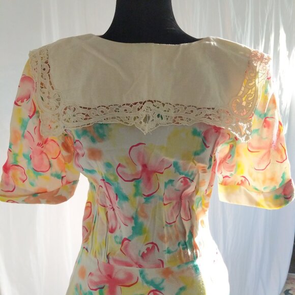 Nancy Johnson Dresses & Skirts - Vintage 80s Tropical Cottagecore Nancy Johnson dress size small
